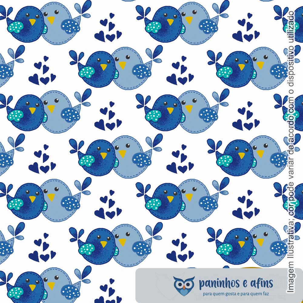 Blue Brothers Bird - Coleção Birdies - Fabricart - 50cm X 150cm