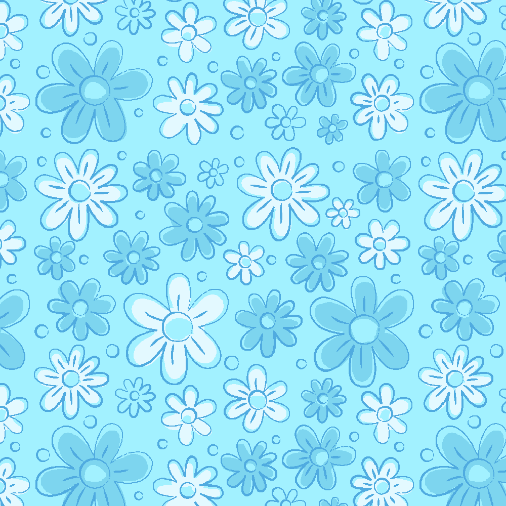 Floral Doodle Azul Celeste - Coleção Floral Doodle - Fabricart - 50cm X 150cm 