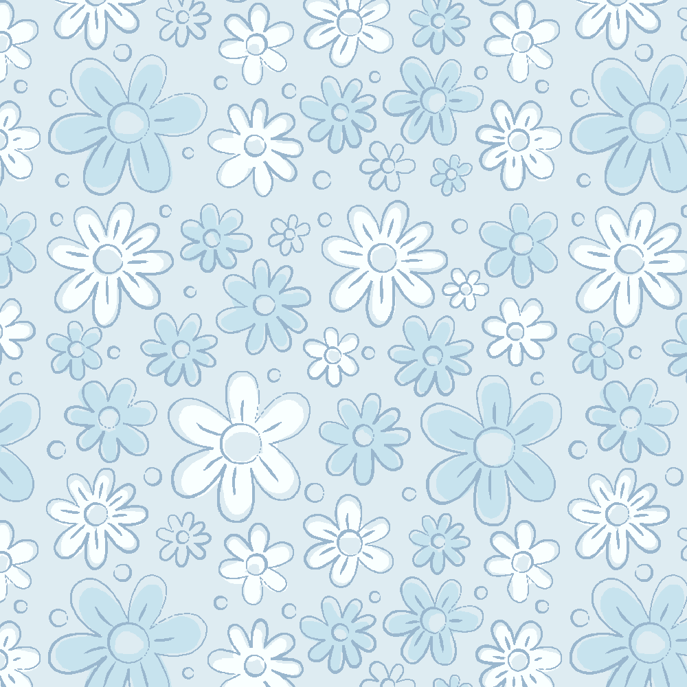 Floral Doodle Azul Nuvem - Coleção Floral Doodle - Fabricart - 50cm X 150cm 