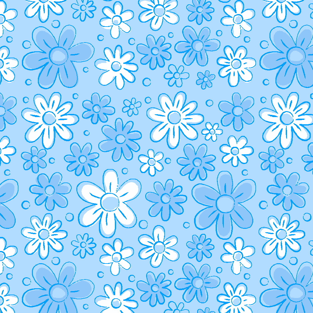 Floral Doodle Azul Porcelana - Coleção Floral Doodle - Fabricart - 50cm X 150cm 