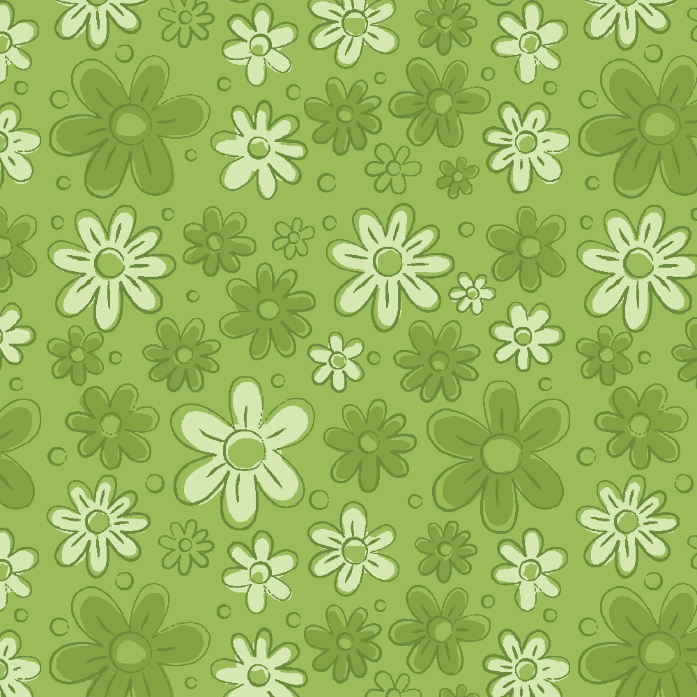 Floral Doodle Verde Grama - Coleção Floral Doodle - Fabricart - 50cm X 150cm