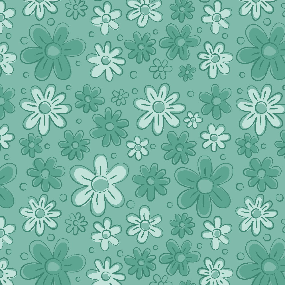Floral Doodle Verde Menta - Coleção Floral Doodle - Fabricart - 50cm X 150cm 