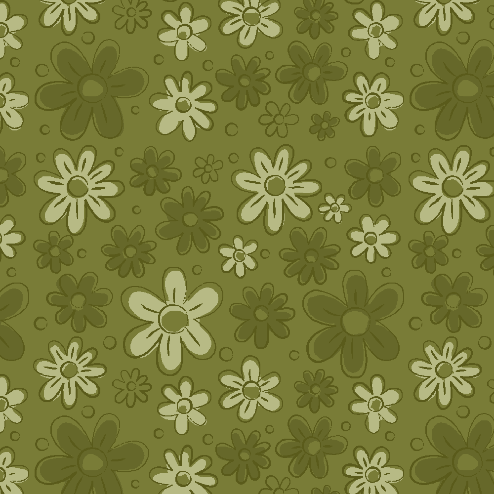 Floral Doodle Verde Oliva - Coleção Floral Doodle - Fabricart - 50cm X 150cm 