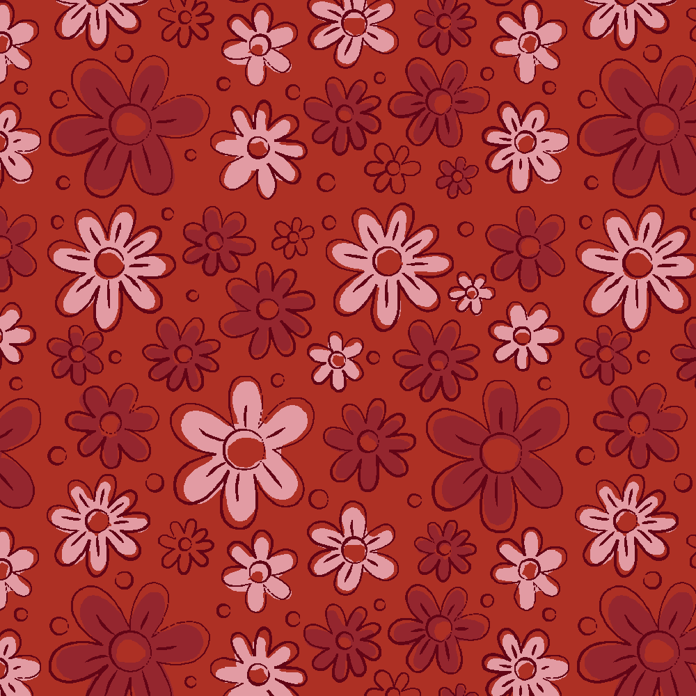 Floral Doodle Vermelho - Coleção Floral Doodle - Fabricart - 50cm X 150cm 