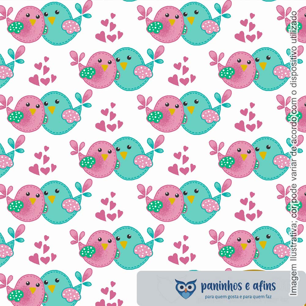Pink Sisters Bird - Coleção Birdies - Fabricart - 50cm X 150cm