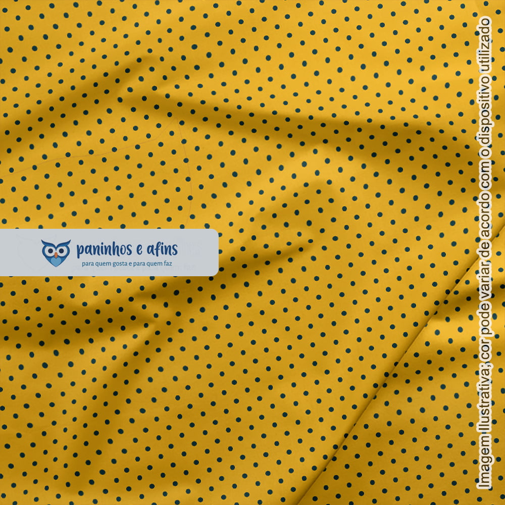 Poá Azul no Amarelo - Coleção Basics & Colors - Fabricart - 50cm X 150cm 