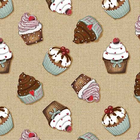 Cupcakes Fundo Bege - Coleção Cupcake - Fuxicos e Fricotes - Digital - 50cm X 150cm 