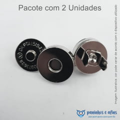 Botão Imantado / Magnético 14mm Niquelado - Pacote com 2 Conjuntos