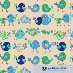 Blue Children - Coleção Birdies - Fabricart - 50cm X 150cm