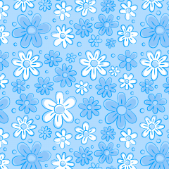 Floral Doodle Azul Porcelana - Coleção Floral Doodle - Fabricart - 50cm X 150cm 