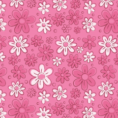Floral Doodle Pink - Coleção Floral Doodle - Fabricart - 50cm X 150cm 