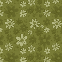 Floral Doodle Verde Oliva - Coleção Floral Doodle - Fabricart - 50cm X 150cm 