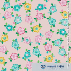 Pink Little Flowers - Coleção Birdies - Fabricart - 50cm X 150cm