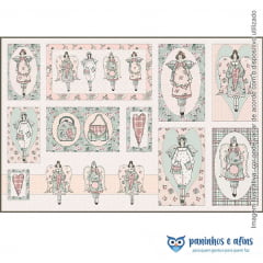 Painel  Bonecas Retrô - Coleção Bonecas Retrô - Fuxicos e Fricotes - Digital - Aprox 50cm X 75cm
