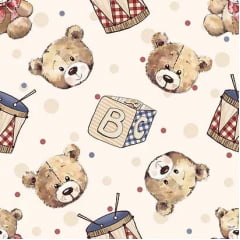 Ursos e Brinquedos - Coleção Teddy Bear - Fuxicos e Fricotes - Digital - 50cm X 150cm