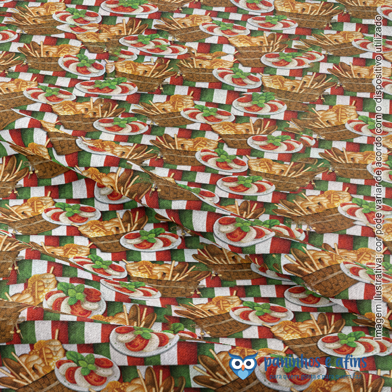 Cesta de Pães - Coleção Pizza - Digital - Fabricart -  50cm x 150cm