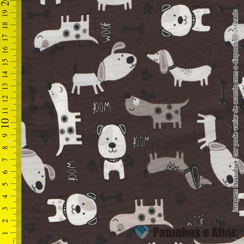 Doguinhos fundo Marrom - Coleção Pets - Caldeira - 50cm X 150cm