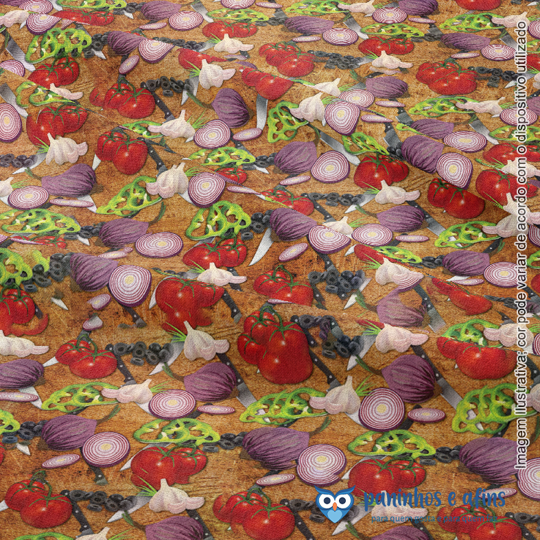 Legumes Fatiados - Coleção Pizza - Digital - Fabricart -  50cm x 150cm