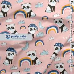 Panda no Rosa - Coleção Sweet Dreams - Linha Signature - Fabricart - 50CM X 150CM