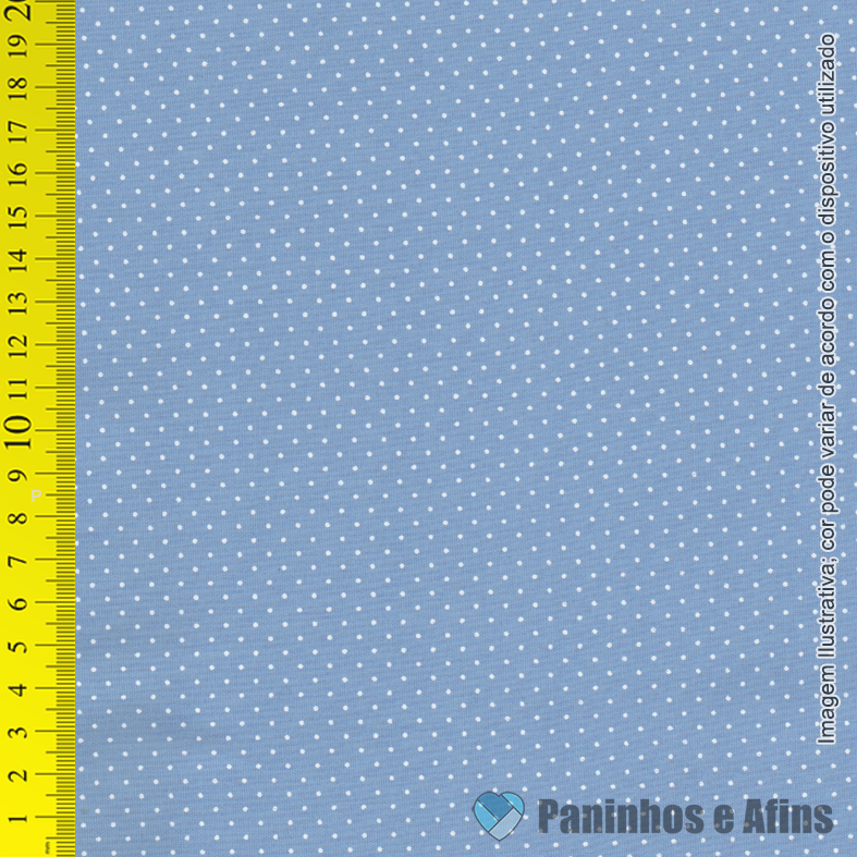 Poá Branco fundo Azul - Básicos - Caldeira - 50cm X 150cm
