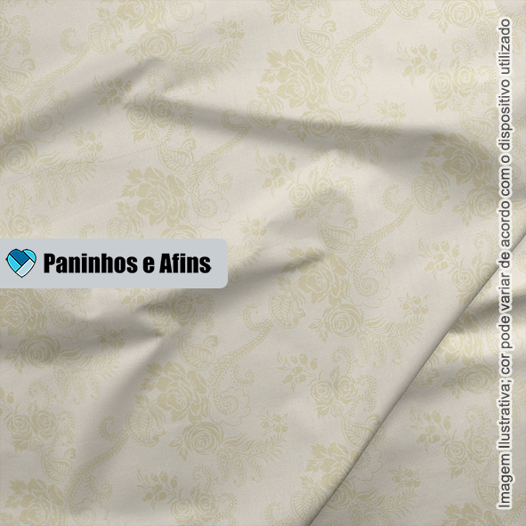 Mini Flores com Ramos Creme - Basics & Colors - Fabricart - 50cm x150cm