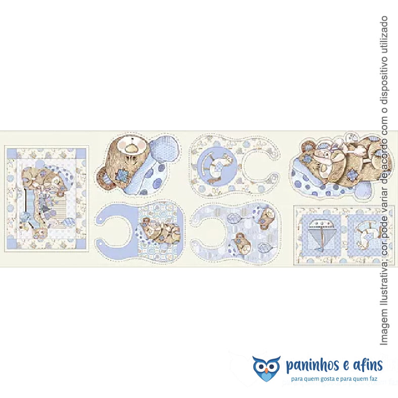Painel Baby Azul - Coleção Baby Digital - Fuxicos e Fricotes - Digital - Aprox 50cm X 150cm